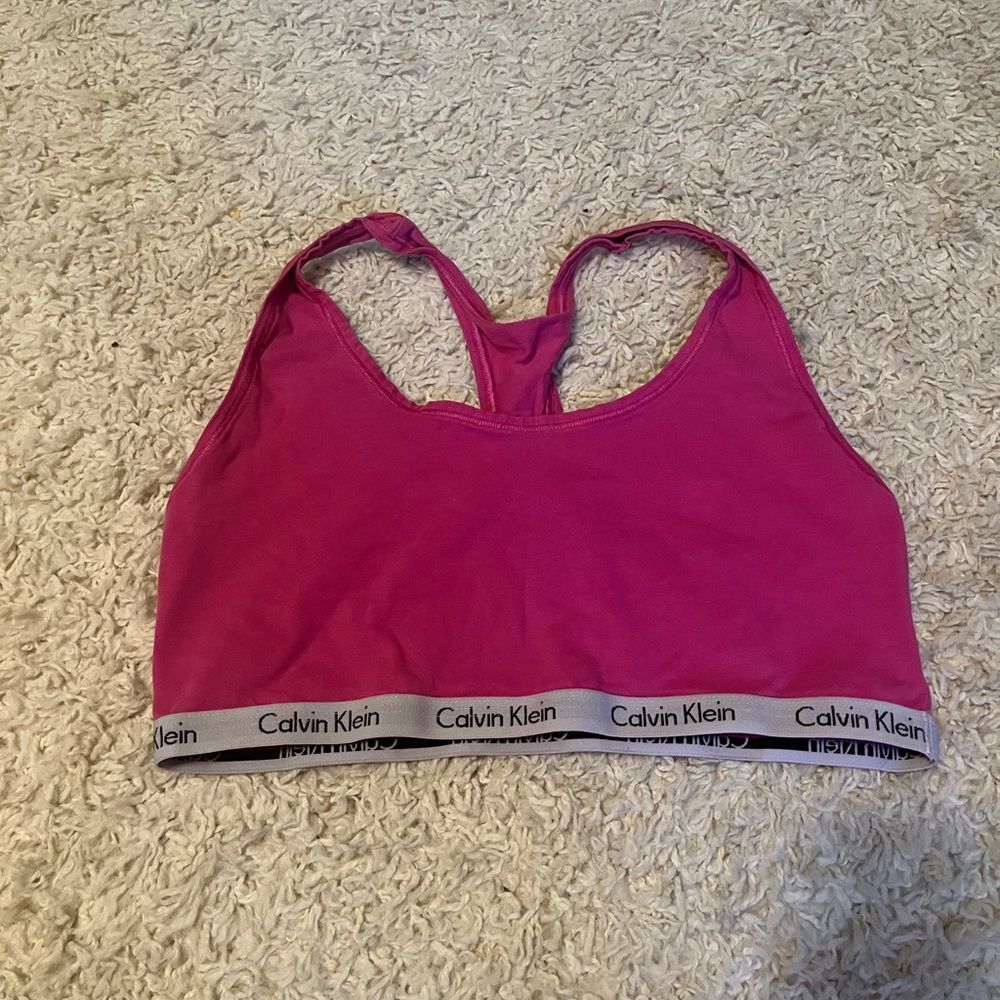 calvin klein sports bra pink size large
